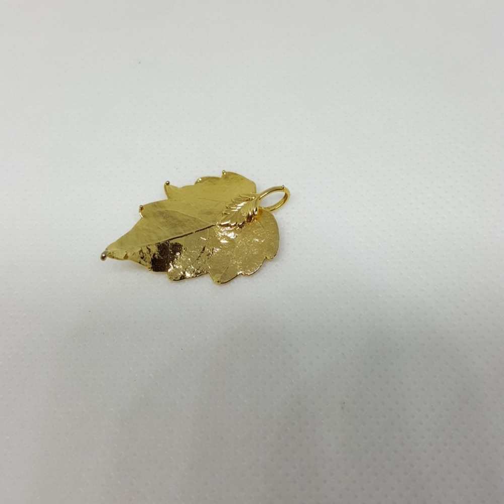 Gold Dipped Leaf Pendant Charm - image 2